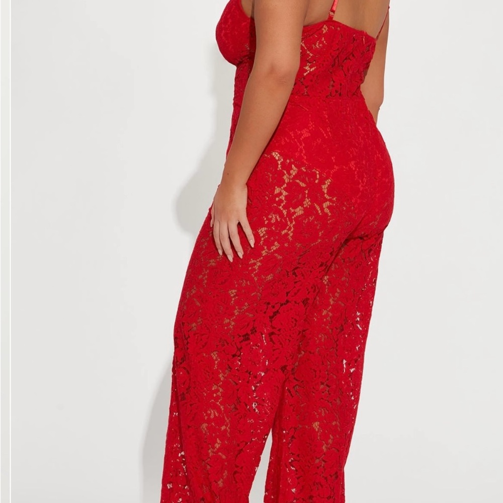 Elegant Red Lace Jumpsuit